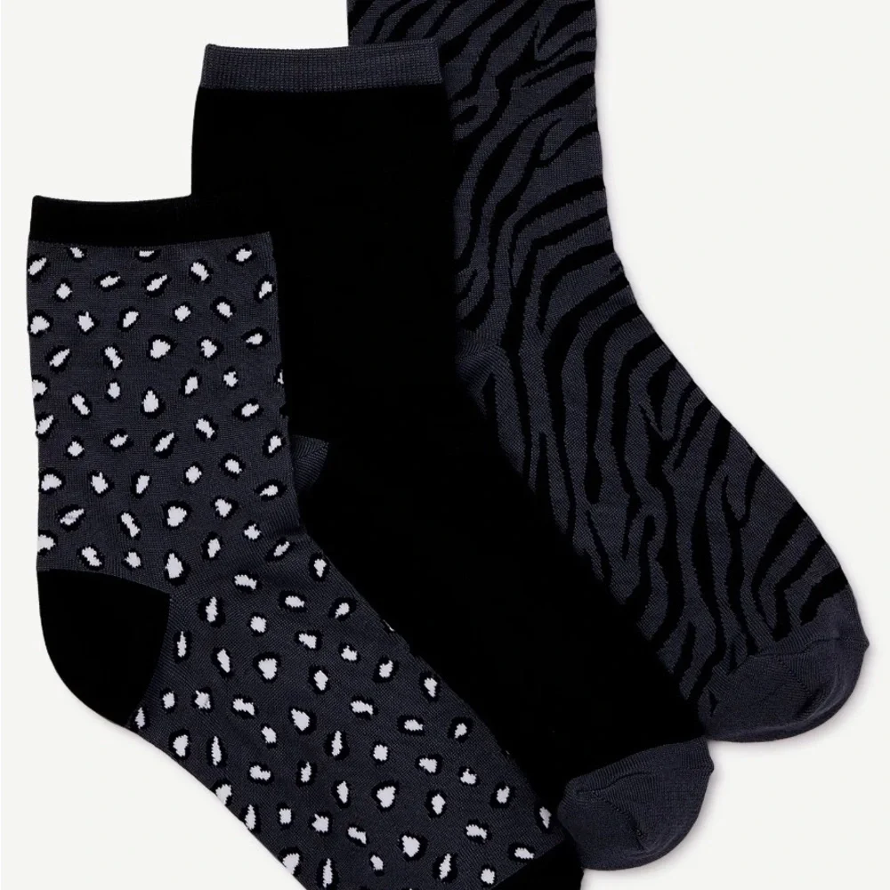 3pairs women’s dress boot Socks zebra Leopard black. 4-12